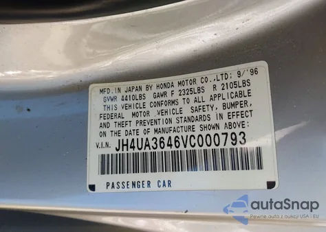 1997 Acura Tl 3.2 из США, поврежденный, VIN JH4UA3646VC000793